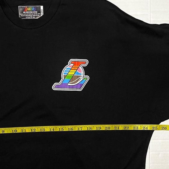 LAKERS LGBTQ Spirit Jersey Mens XL Black Long Sleeve T Shirt Rainbow Pride Night - Picture 5 of 6